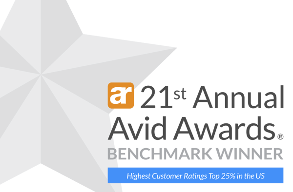 21st Annual Avid Award. BENCHMARK WINNER - Highest Custom Ratings Top 25% in the US