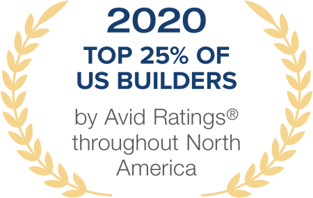 2020 Top 25% Of US Builders - by Avid Ratings(R) throughout North America